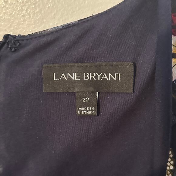 Lane Bryant Maxi Dress Womens Size 22 Navy Floral Chiffon Flutter Sleeve Belt 2X - Picture 6 of 9